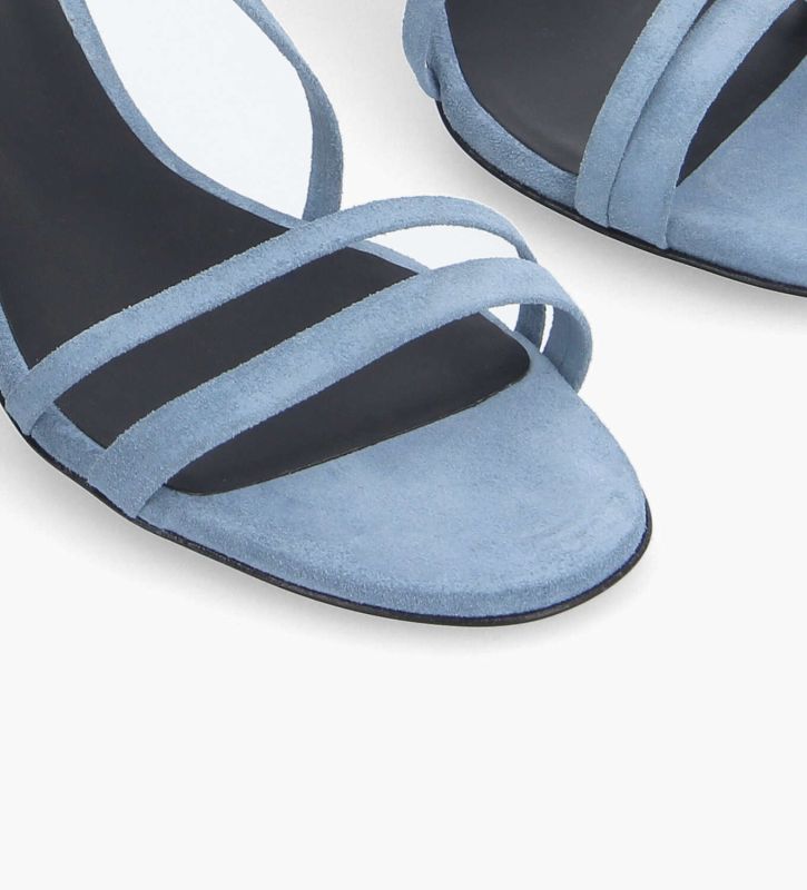 Sandale à talon - Bella 65 -  Cuir velours - Bleu ciel 